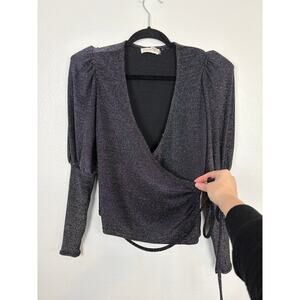 Ramy Brook Black Wrap Blouse